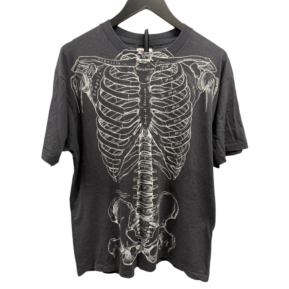 Vintage‎ 1978 Leslie Arwin Anatomy Skeleton Graphic 2-Sided Single Stitch Tee XL